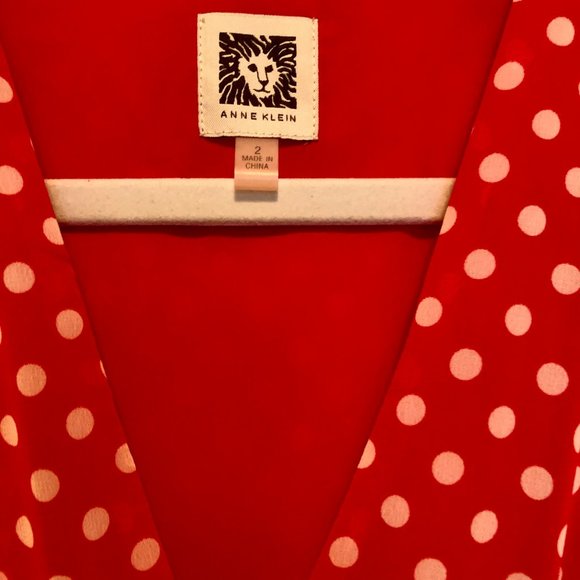 Anne Klein Red White Polka Dot Dress (Size 2) - Picture 7 of 11